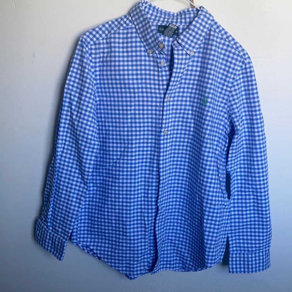 Ralph Lauren gingham button down boys size 14/16